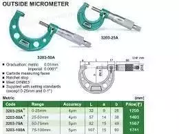 Insize 75-100 mm Outside Micrometer Metric Ratchet Stop Type (3203 Series) - Image 3