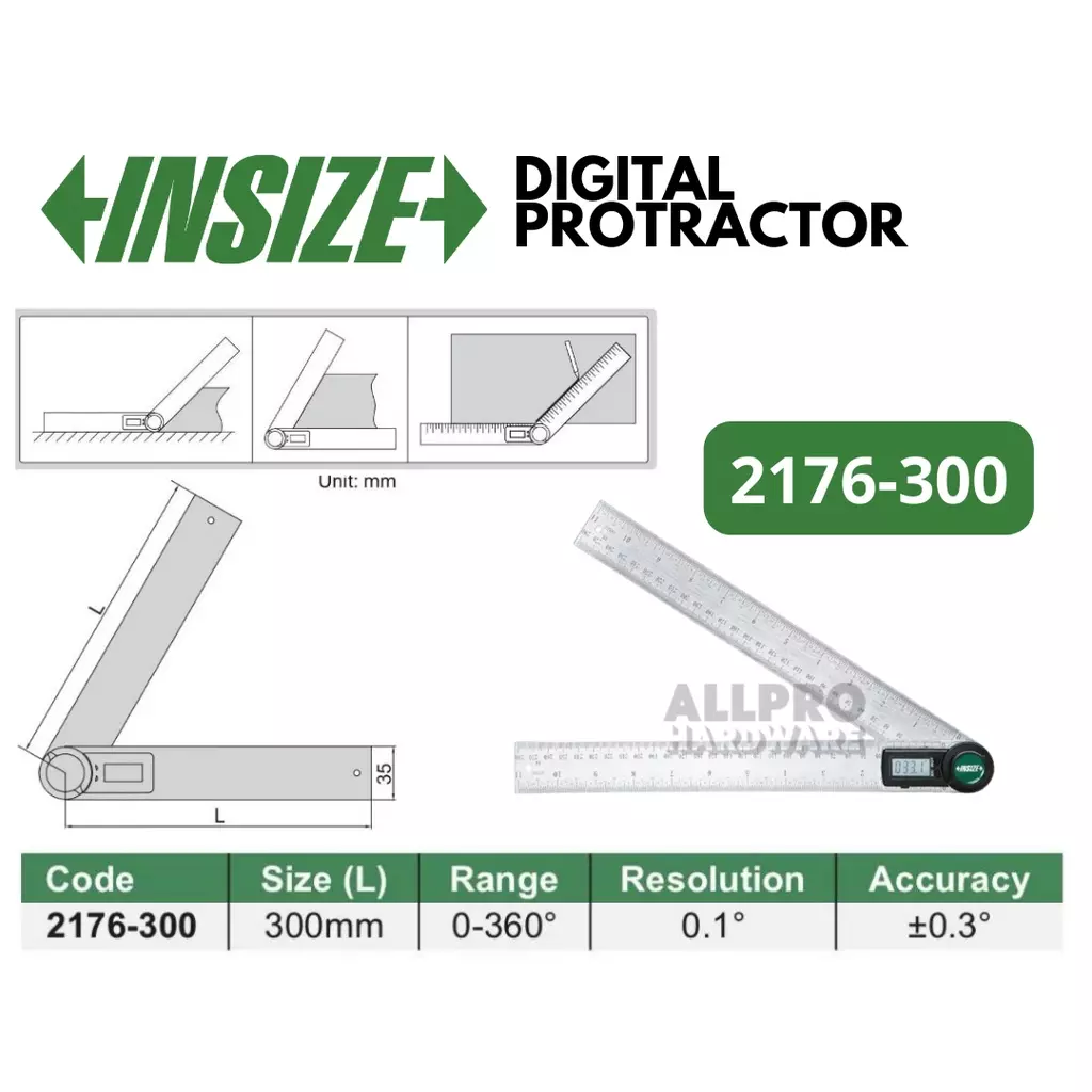 Insize 0-360 Degree Digital Protractor (2176 Series) - Image 2